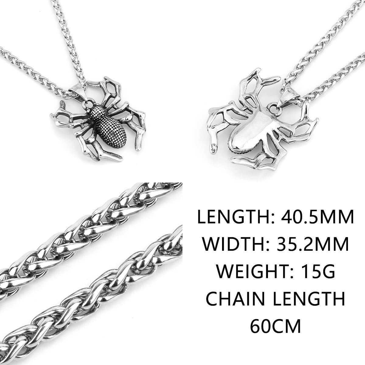 Gothic Spider Necklace β Stainless Steel Arachnid Pendant β Dark Gothic Jewelry Gift for Men & Women