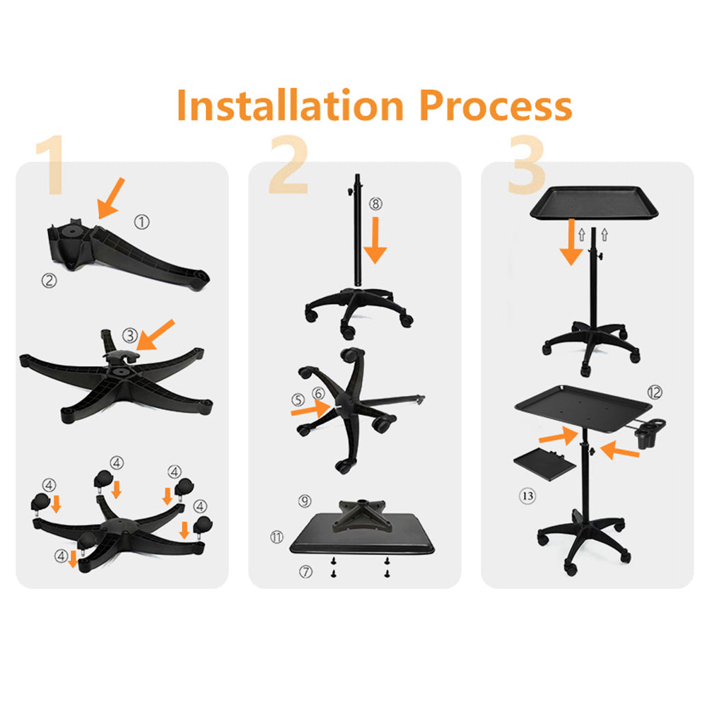 Adjustable Salon Tray Cart with Storage