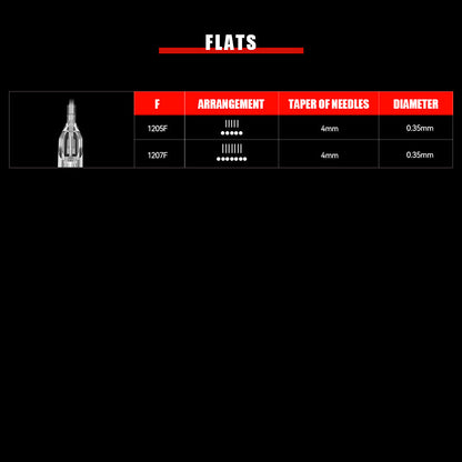 Aiguilles de tatouage T&amp;T MAX à pointe longue et plate (10 pièces/boîte) 