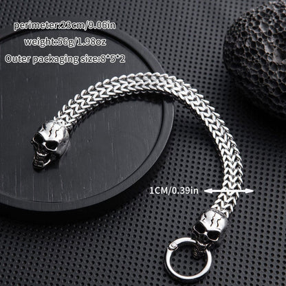 SKULL Bracelet, Skull Bracelet, Steel, Double Skull, Skull Bracelet