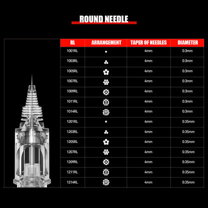 Aiguilles de tatouage T&amp;T MAX Round Liner (10 pièces/boîte) 