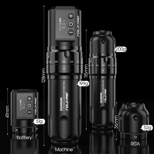 Dragonhawk Fold Pro Kabellose Tattoo-Stiftmaschine mit 7 Hublängen