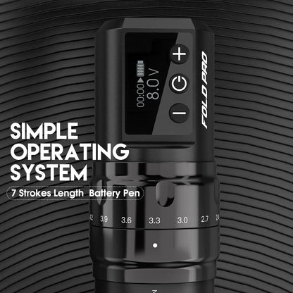 Dragonhawk Fold Pro Wireless Tattoo Pen Machine with 7 Stroke Length