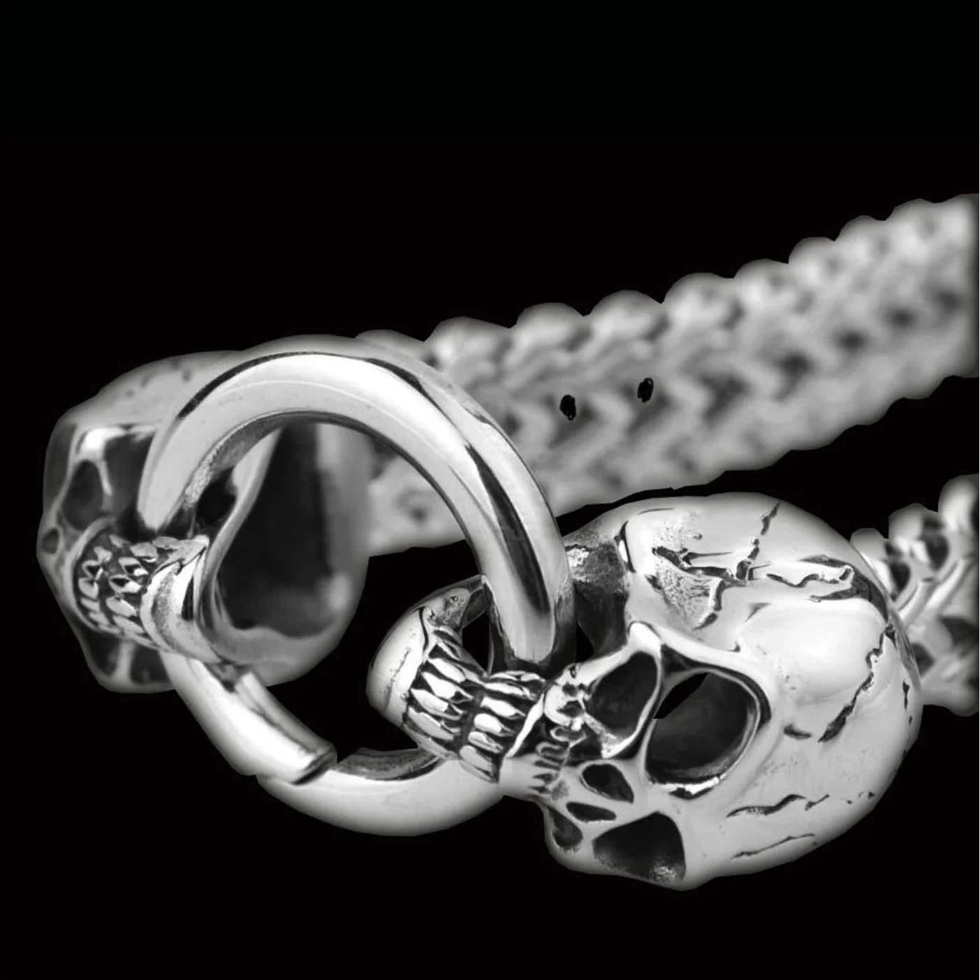 SKULL Bracelet, Skull Bracelet, Steel, Double Skull, Skull Bracelet